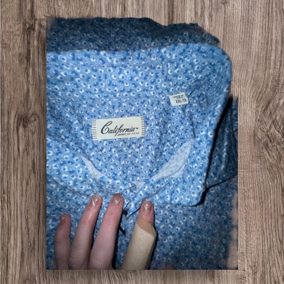 California Men’s XXL Blue Floral Button Down Shirt Short Sleeve NWT - Picture 4 of 5